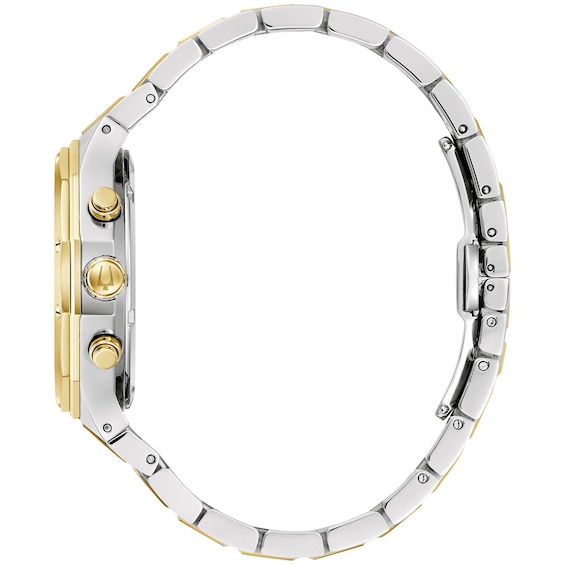 Men's Bulova Classic Prestige Two-Tone IP Chronograph Watch with White Dial (Model: 98B450)