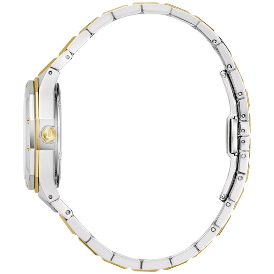 Ladies' Bulova Classic Prestige Diamond Accent Two-Tone IP Watch with Mother-of-Pearl Dial (Model: 98P234)