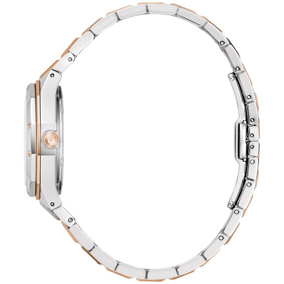 Ladies' Bulova Classic Prestige Diamond Accent Two-Tone IP Watch with Mother-of-Pearl Dial (Model: 98P235)