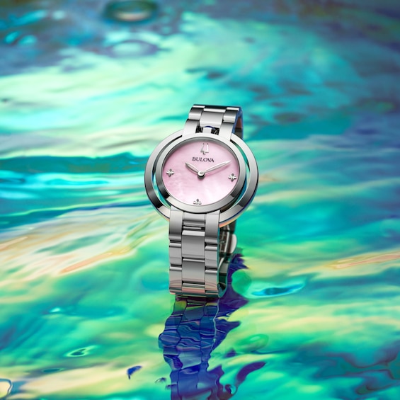 Ladies' Bulova Rubaiyat Watch with Pink Mother-of-Pearl Dial (Model: 96L338)