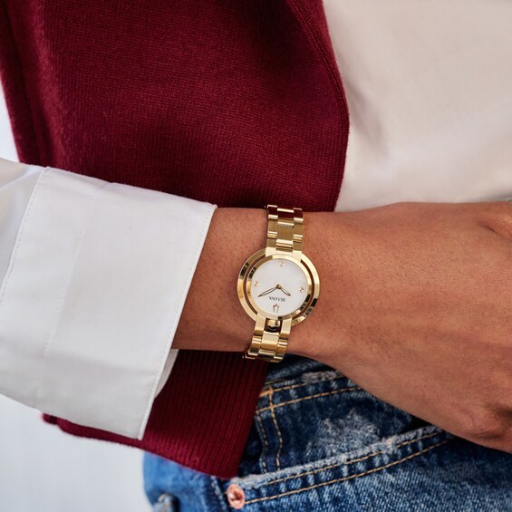 Ladies' Bulova Rubaiyat Gold-Tone IP Watch with Mother-of-Pearl Dial (Model: 97L181)