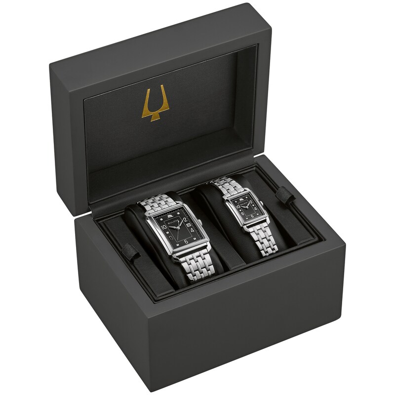 Main Image 1 of Bulova Frank Sinatra 'The Very Thought of You' Collection Rectangular Black Dial Watch Gift Set (Model: 96X166)