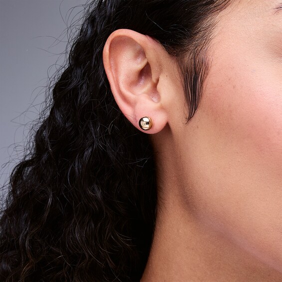 8.0mm Ball Stud Earrings in Hollow 14K Gold