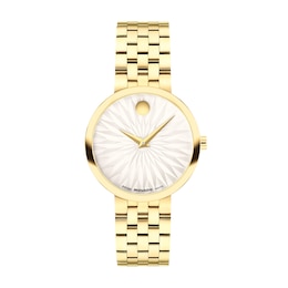 Ladies' Movado Museum® Classic Gold-Tone PVD Watch with Textured White Dial (Model: 607975)