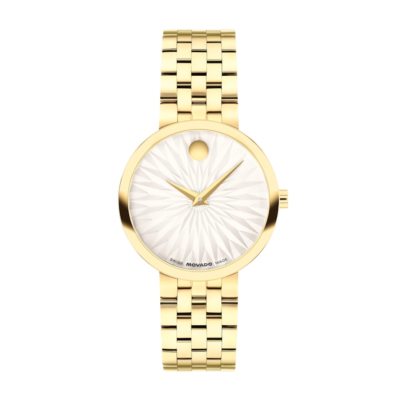 Main Image 1 of Ladies' Movado Museum® Classic Gold-Tone PVD Watch with Textured White Dial (Model: 607975)