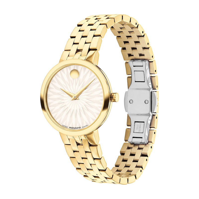 Main Image 2 of Ladies' Movado Museum® Classic Gold-Tone PVD Watch with Textured White Dial (Model: 607975)