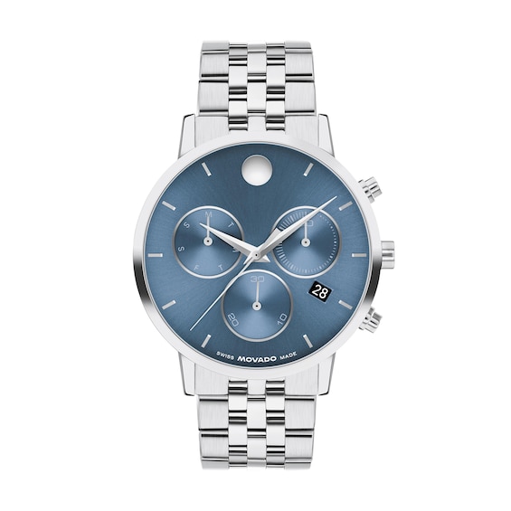Men's Movado MuseumÂ® Classic Chronograph Watch with Blue Dial (Model: 607998)