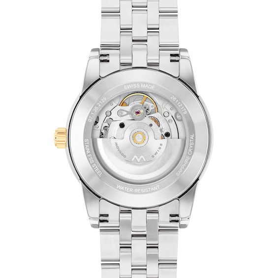 Men's Movado Museum® Classic Two-Tone PVD Automatic Watch with Black Dial (Model: 608036)