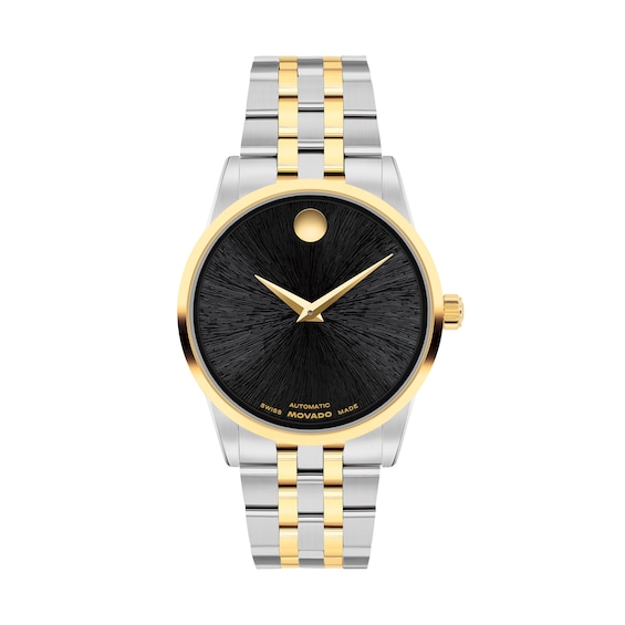 Ladies' Movado Museum® Classic Two-Tone PVD Automatic Watch with Black Dial (Model: 608001)