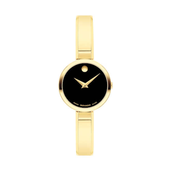 Ladies' Movado Moda Gold-Tone PVD Bangle Watch with Black Dial (Model: 608013)