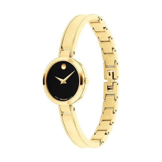 Ladies' Movado Moda Gold-Tone PVD Bangle Watch with Black Dial (Model: 608013)
