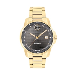 Men’s Movado Bold® Verso Gold-Tone IP Automatic Watch with Grey Textured Dial (Model: 3600964)