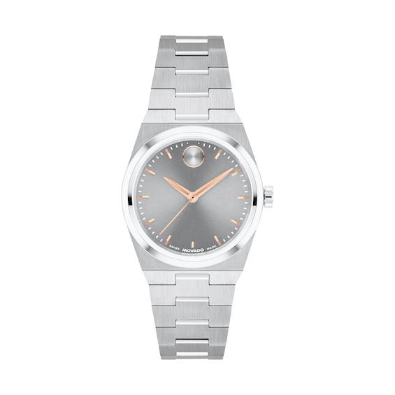 Ladies' Movado BoldÂ® Quest Mini Stainless Steel Watch with Grey Sunray Dial (Model: 3601290)