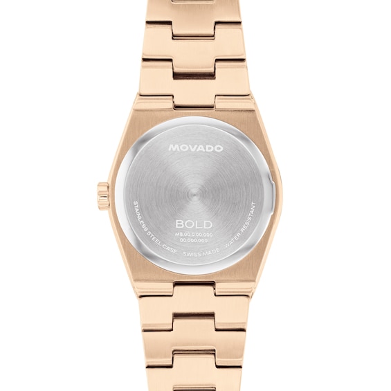 Ladies' Movado Bold® Quest Mini Rose-Tone IP Watch with Champagne Sunray Dial (Model: 3601293)