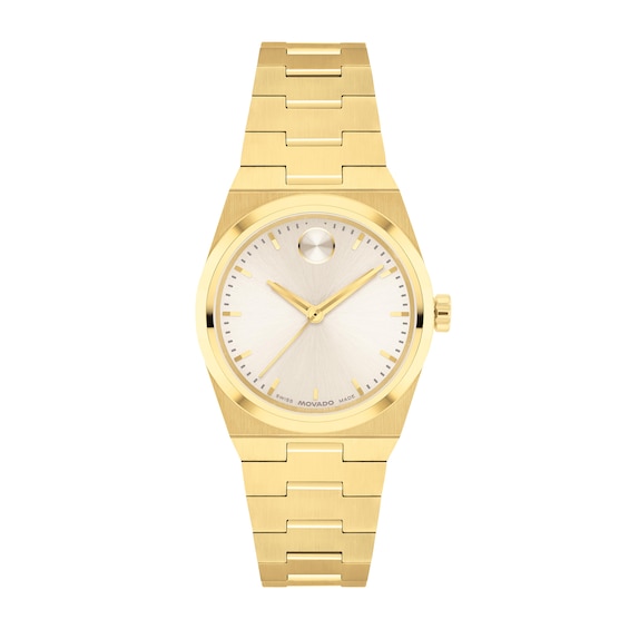 Ladies' Movado BoldÂ® Quest Mini Gold-Tone IP Watch with Champagne Sunray Dial (Model: 3601294)