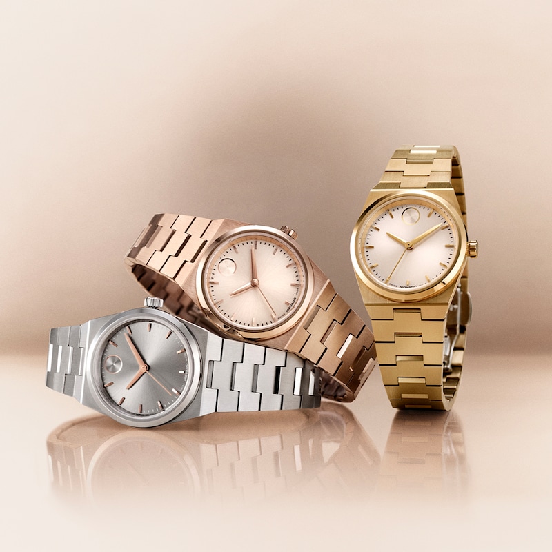 Main Image 5 of Ladies' Movado Bold® Quest Mini Gold-Tone IP Watch with Champagne Sunray Dial (Model: 3601294)