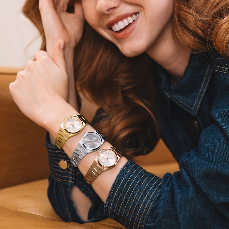 Main Image 6 of Ladies' Movado Bold® Quest Mini Gold-Tone IP Watch with Champagne Sunray Dial (Model: 3601294)