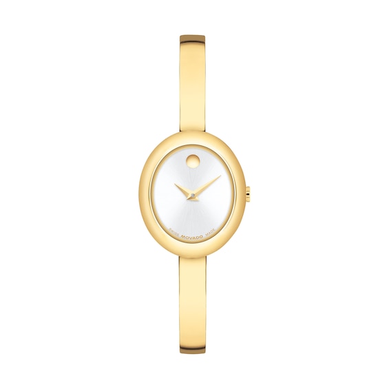Ladies' Movado Museum® Gold-Tone PVD Bangle Watch with Silvery-White Sunray Dial (Model: 608072)