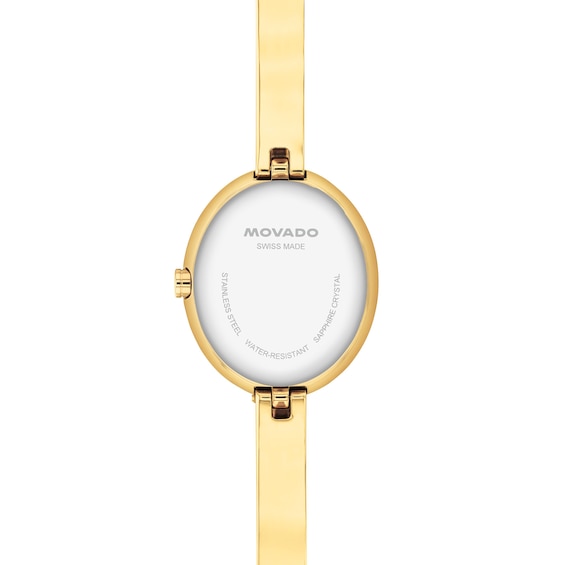 Ladies' Movado MuseumÂ® Gold-Tone PVD Bangle Watch with Silvery-White Sunray Dial (Model: 608072)