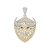 Thumbnail Image 1 of 7/8 CT. T.W. Diamond and Certified Ruby Bull Head Shield Necklace Charm in Sterling Silver with 14K Gold Plate