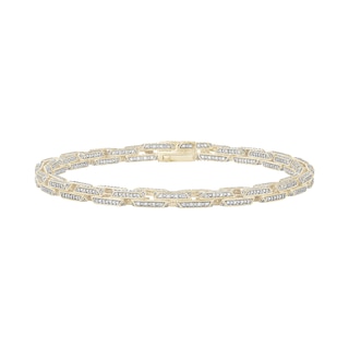 2 CT. T.W. Diamond Hexagon Link Bracelet in Hollow Sterling Silver with 14K Gold Plate - 8.5”