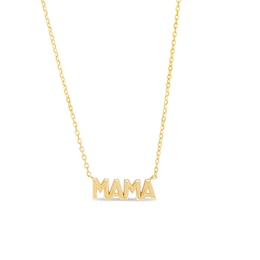 Puff Letter “MAMA” Necklace in 10K Gold