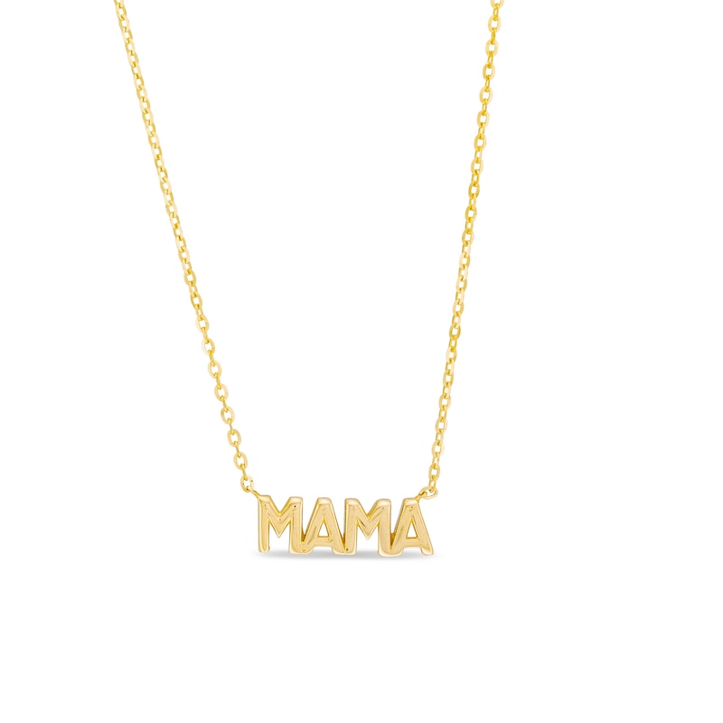 Main Image 1 of Puff Letter “MAMA” Necklace in 10K Gold