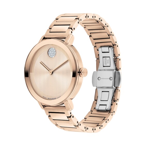 Ladies' Movado BoldÂ® Evolution 2.0 Crystal Accent Rose-Tone IP Watch with Rose-Tone Dial (Model: 3601266)