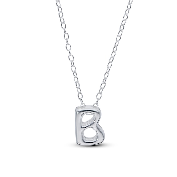 Bubble Letter Initial Pendant in Sterling Silver (1 Letter)