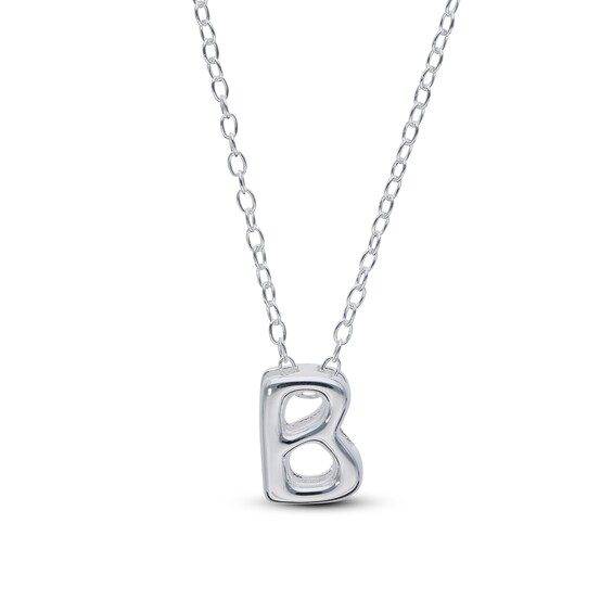 Bubble Letter Initial Pendant in Sterling Silver (1 Letter)
