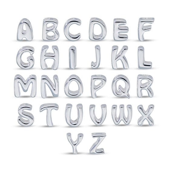 Bubble Letter Initial Pendant in Sterling Silver (1 Letter)