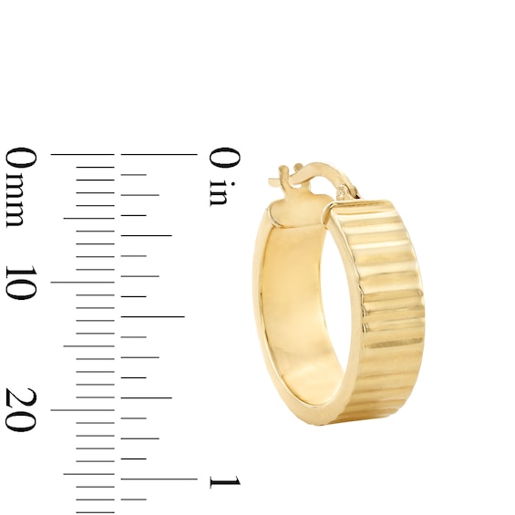 19.0mm Diamond-Cut Ribbed Hoop Earrings in Hollow 10K Gold