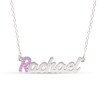 Thumbnail Image 2 of Birthstone Crystal Name Necklace in Sterling Silver (1 Stone and Line) - 16"