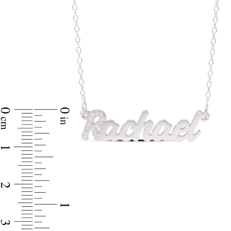 Main Image 4 of Birthstone Crystal Name Necklace in Sterling Silver (1 Stone and Line) - 16"