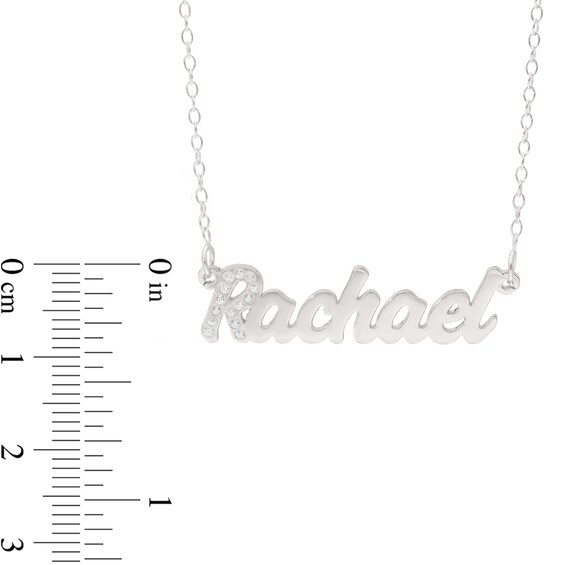 Birthstone Crystal Name Necklace in Sterling Silver (1 Stone and Line) - 16"