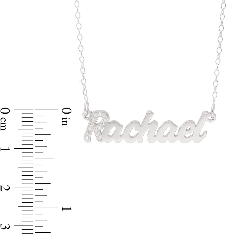 Main Image 5 of Birthstone Crystal Name Necklace in Sterling Silver (1 Stone and Line) - 16"