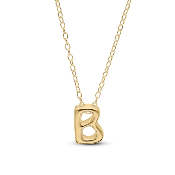 Bubble Letter Initial Pendant in Sterling Silver with 14K Gold Plate (1 Letter)