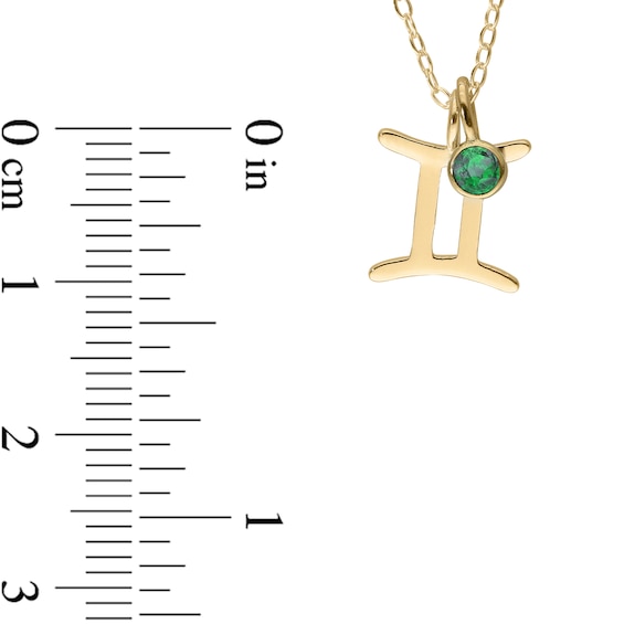 Birthstone Crystal and Zodiac Sign Double Charm Pendant in Sterling Silver with 14K Gold Plate (1 Stone and Sign)