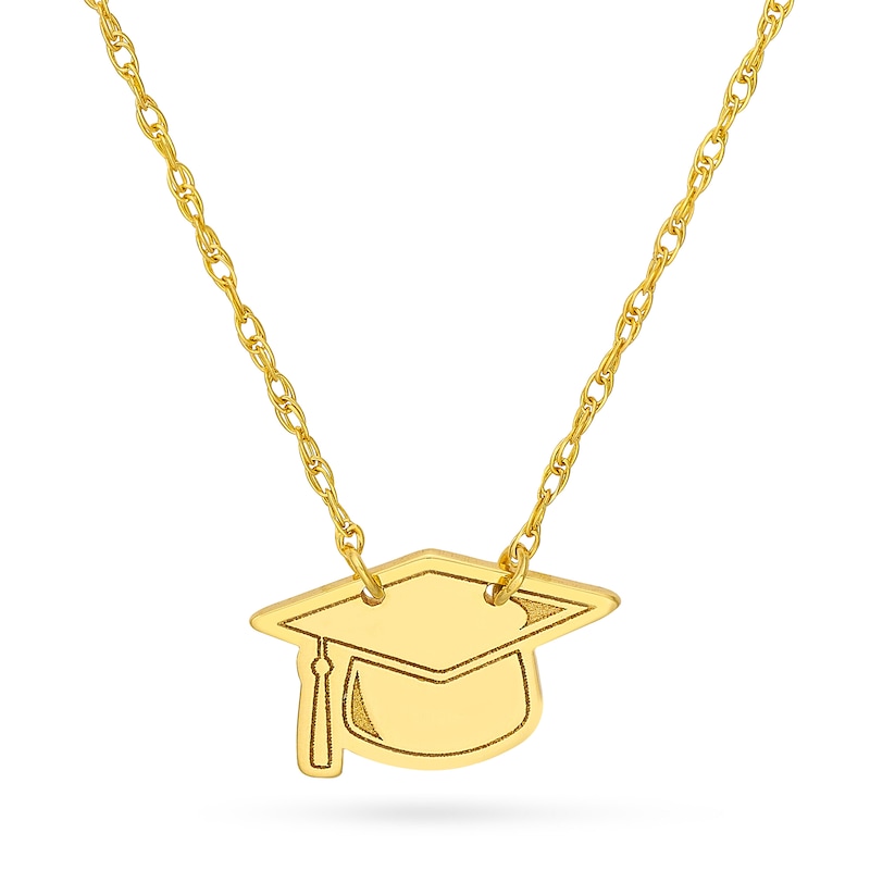 Main Image 1 of Graduation Cap Necklace in 14K Gold