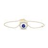 Thumbnail Image 1 of 5.0mm Blue Lab-Created Sapphire and 1/10 CT. T.W. Diamond Cat Frame Bracelet in 10K Gold