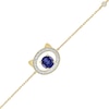 Thumbnail Image 2 of 5.0mm Blue Lab-Created Sapphire and 1/10 CT. T.W. Diamond Cat Frame Bracelet in 10K Gold