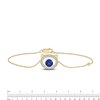 Thumbnail Image 3 of 5.0mm Blue Lab-Created Sapphire and 1/10 CT. T.W. Diamond Cat Frame Bracelet in 10K Gold