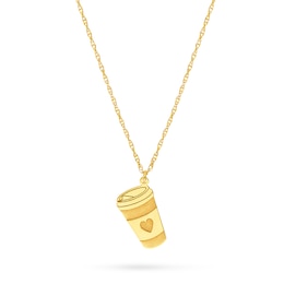 Tilted Coffee Cup Pendant in 14K Gold