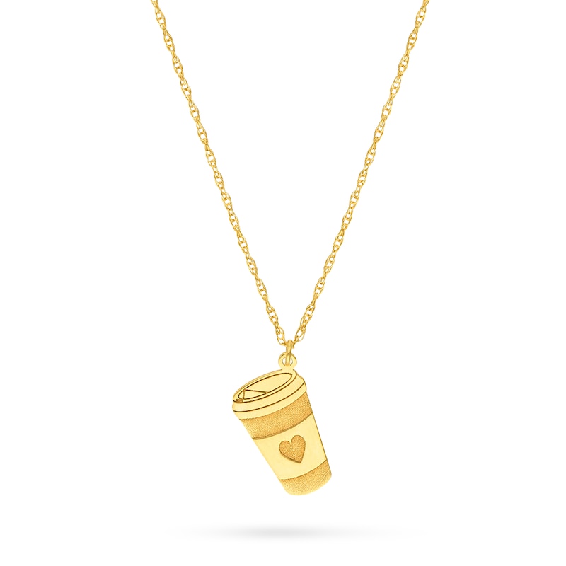Main Image 1 of Tilted Coffee Cup Pendant in 14K Gold