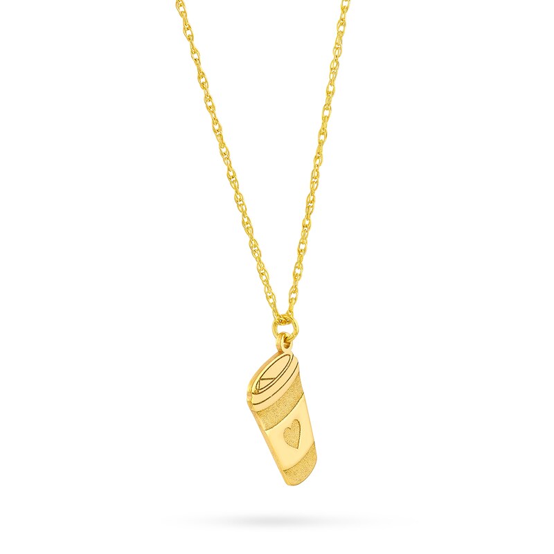 Main Image 2 of Tilted Coffee Cup Pendant in 14K Gold