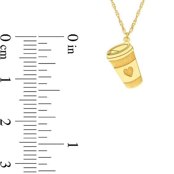 Tilted Coffee Cup Pendant in 14K Gold