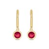 Thumbnail Image 1 of 5.0mm Lab-Created Ruby Hoop Drop Earrings in Sterling Silver with 14K Gold Plate