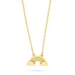 Rainbow and Clouds Necklace in 14K Gold