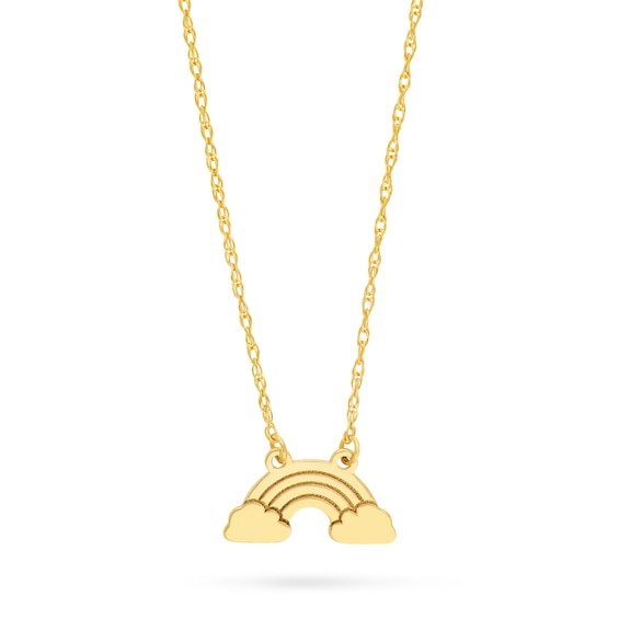 Rainbow and Clouds Necklace in 14K Gold