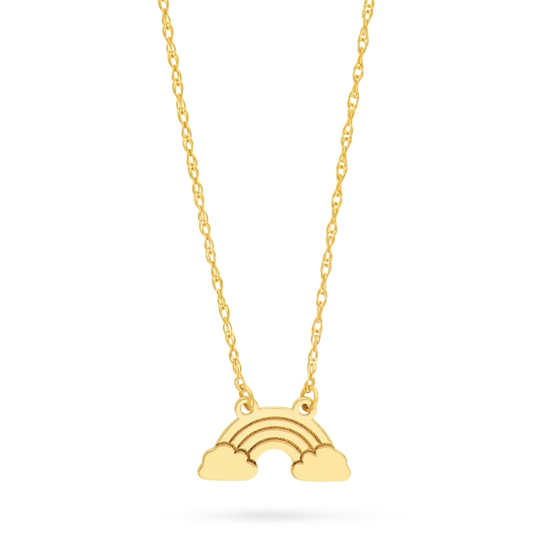 Main Image 1 of Rainbow and Clouds Necklace in 14K Gold